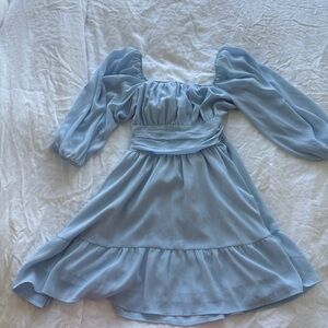 Sweet Flowy Short Blue Dress